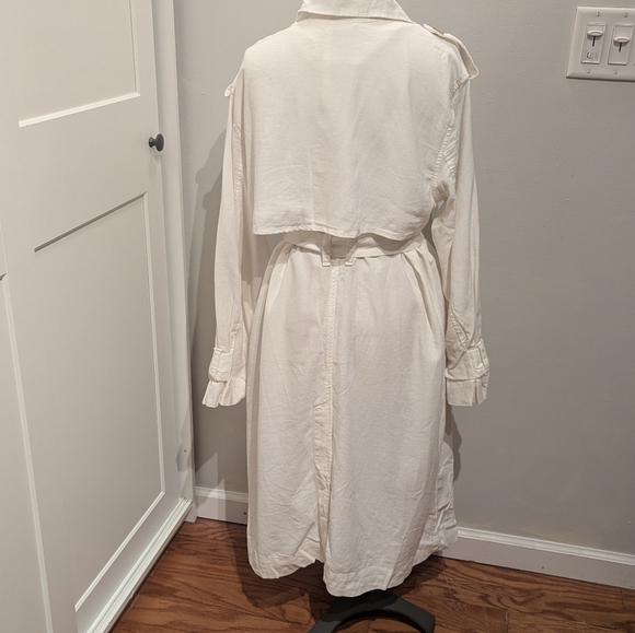 NWOT Women's Linen Blend White Trench Coat Size XXL Lightweight - Picture 6 of 10